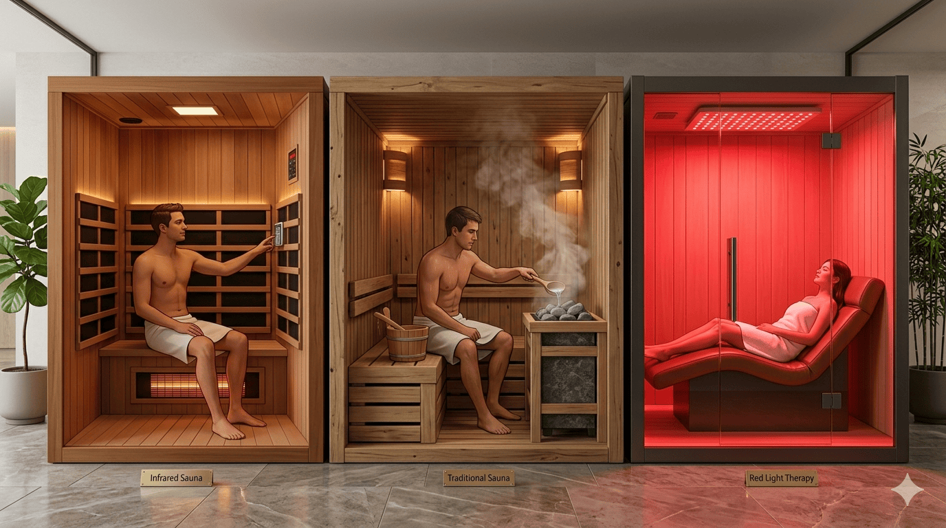 Infrared Sauna vs Traditional Sauna vs Red Light Therapy